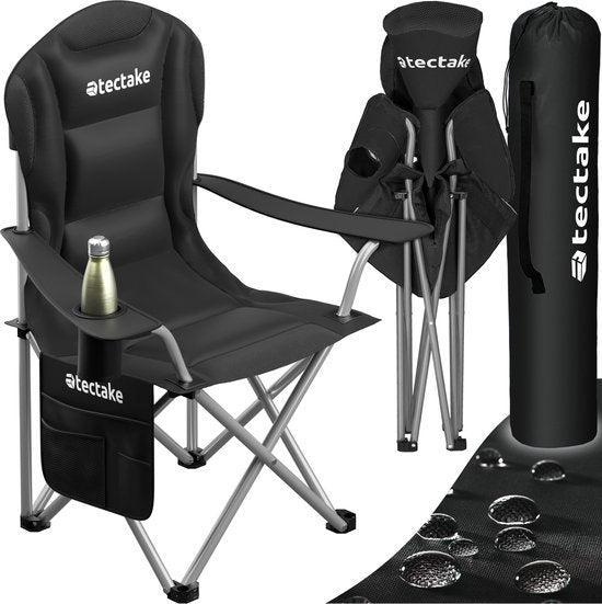 2dekans | tectake® Campingstoel - Kampeerstoel - Opvouwbare, Huis en Inrichting, Stoelen, Zwart, Zo goed als nieuw, Ophalen of Verzenden