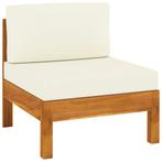 vidaXL Middenbank met crèmewitte kussens massief acaciahout, Tuin en Terras, Tuinsets en Loungesets, Verzenden, Nieuw, Hardhout