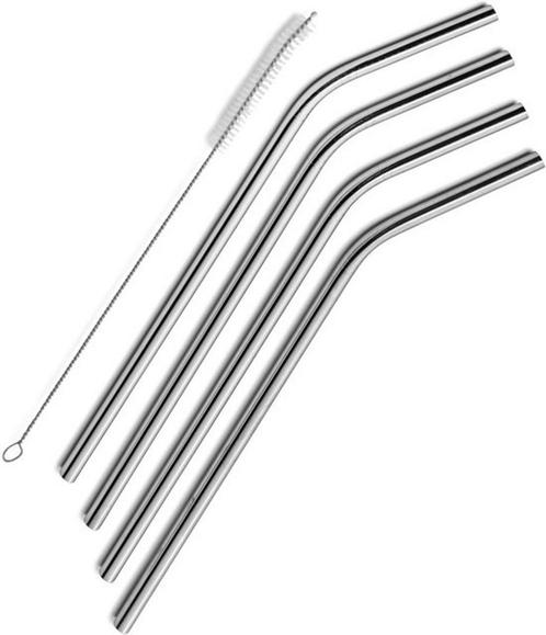 Fako Bijoux® - RVS Rietjes Set -  4 Herbruikbare Rietjes - 4, Huis en Inrichting, Keuken | Bestek, Verzenden