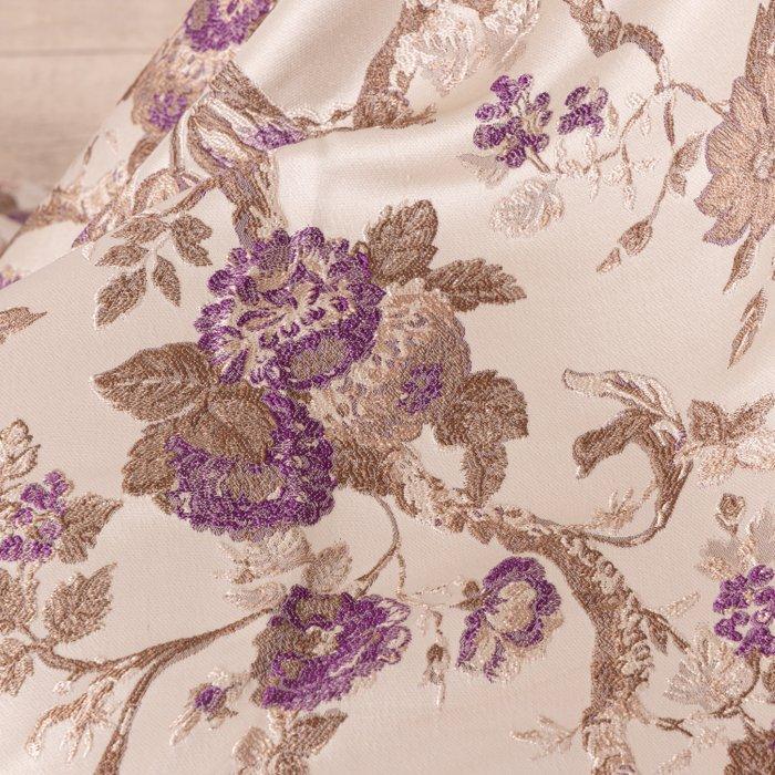 Raro Damast Italiaans - Bloemachtig - ivoor, lila en goud -, Antiek en Kunst, Antiek | Kleden en Textiel