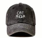 Cap Cat Mom antraciet grijs met witte geborduurde tekst, Kleding | Heren, Hoeden en Petten, Verzenden, Nieuw, One size fits all
