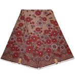 Afrikaanse wax print stof - Beige en Rood Blossom Meadow Pat, Ophalen of Verzenden, Nieuw
