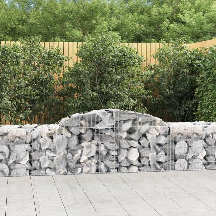 vidaXL Schanskorven 9 st gewelfd 300x50x60/80 cm, Tuin en Terras, Bloembakken en Plantenbakken, 100 cm of meer, Nieuw, Metaal