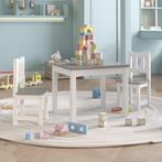 vidaXL 3-delige Kindertafel- en stoelenset MDF wit en grijs, Verzenden, Nieuw
