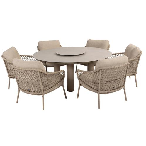 Donato Sardinia low dining set 8 delig 160 cm rond keramiek, Tuin en Terras, Tuinsets en Loungesets, Nieuw, Ophalen of Verzenden