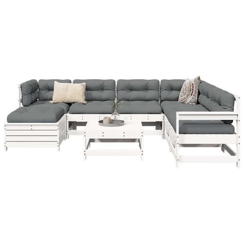 vidaXL 8-delige Loungeset massief grenenhout wit, Tuin en Terras, Tuinsets en Loungesets, Loungeset, Nieuw, Verzenden
