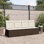 vidaXL Tuinbank met kussen Bruin Poly riet, Tuin en Terras, Tuinsets en Loungesets, Verzenden, Nieuw, Rotan