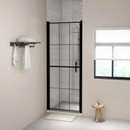 vidaXL Douchedeur 91x195 cm gehard glas zwart, Doe-het-zelf en Verbouw, Sanitair, Verzenden, Nieuw