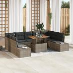 vidaXL 10-delige Tuinbankenset met kussens poly rattan grijs, Verzenden, Nieuw, Rotan