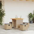 vidaXL 5-delige Tuinset met kussens poly rattan beige, Verzenden, Nieuw, Rotan, Tuinset