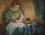 Scuola Francese (datato 1937) - Donna che cuce