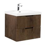 Badkamermeubel Set Thermis 60cm Walnoot Bruin Badmeubel, Huis en Inrichting, Verzenden, Nieuw, Wastafelkast
