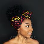 Afrikaanse Zwart / gele Bogolan hoofddoek - Mud cloth headwr, Nieuw, Ophalen of Verzenden