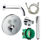Badkraanset Hansgrohe Select Rond met Handdouche Chroom, Ophalen of Verzenden, Nieuw, Chroom, Kraan