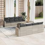 vidaXL 9-delige Loungeset met kussens poly rattan lichtgrijs, Verzenden, Nieuw, Rotan, Loungeset
