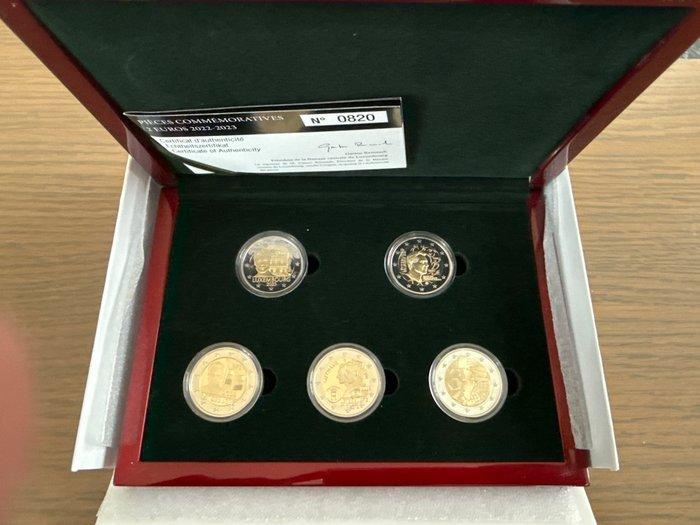 Luxemburg. 2 Euro 2022/2023 (5 stuks) Proof (Zonder, Postzegels en Munten, Munten | Europa | Euromunten