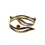 Vintage gouden broche met parel (veer broche) (veer broche), Sieraden, Tassen en Uiterlijk, Broches, Gebruikt, Overige kleuren