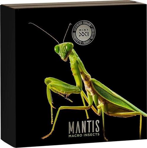 Niue. 5 Dollars 2022 Macro Mantis, 2 Oz (.999), Postzegels en Munten, Munten | Europa | Niet-Euromunten