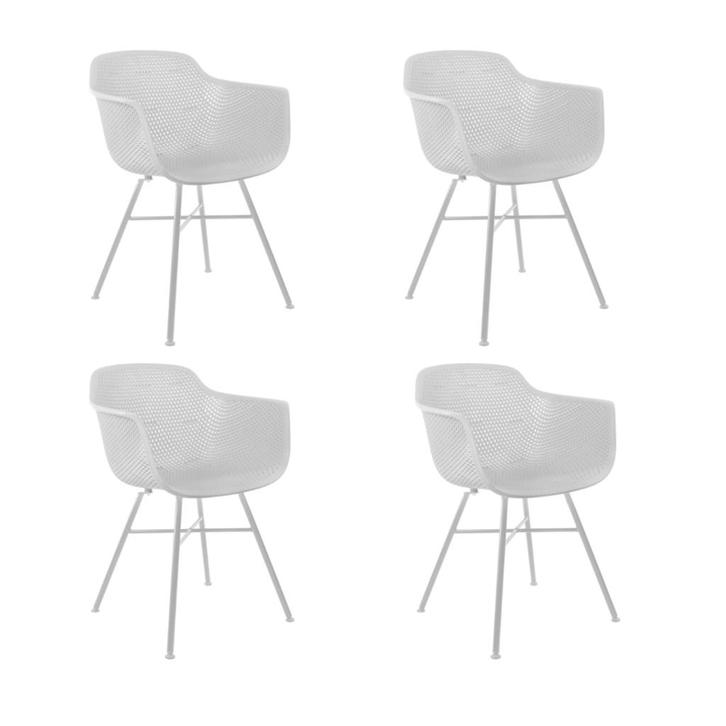 2dekans | Kick Set van 4 Tuinstoelen Indy Wit - Wit Frame -, Huis en Inrichting, Stoelen, Wit, Zo goed als nieuw, Ophalen of Verzenden