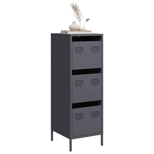 vidaXL buffetkast 39x35x103,5 cm staal antracietkleurig, Huis en Inrichting, Kasten | Buffetkasten, Nieuw, Metaal, Verzenden
