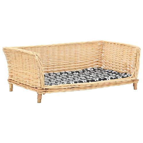 vidaXL Hondenmand met kussen 90x54x35 cm natuurlijk wilgen, Dieren en Toebehoren, Honden-accessoires, Nieuw, Verzenden