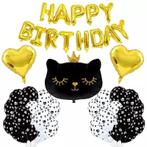 32-delig Fancy Cat party pakket Happy Birthday zwart goud, Dieren en Toebehoren, Katten-accessoires, Nieuw, Verzenden
