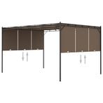 vidaXL Tuinprieel met zijgordijn 4x3x2,25 m taupe, Tuin en Terras, Partytenten, Verzenden, Nieuw