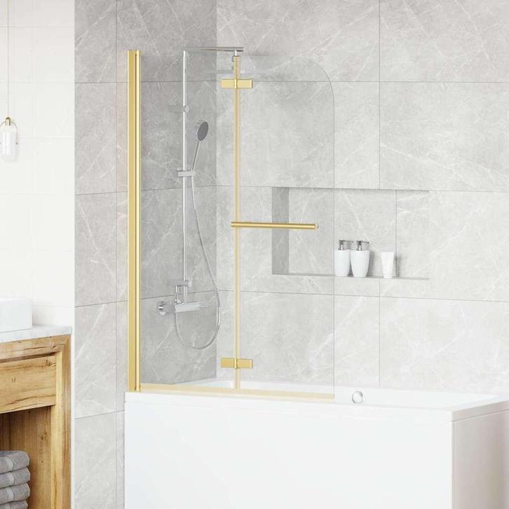vidaXL Douche Omhulsel Goud 95 x 140 cm ESG-glas en, Doe-het-zelf en Verbouw, Sanitair, Nieuw, Verzenden