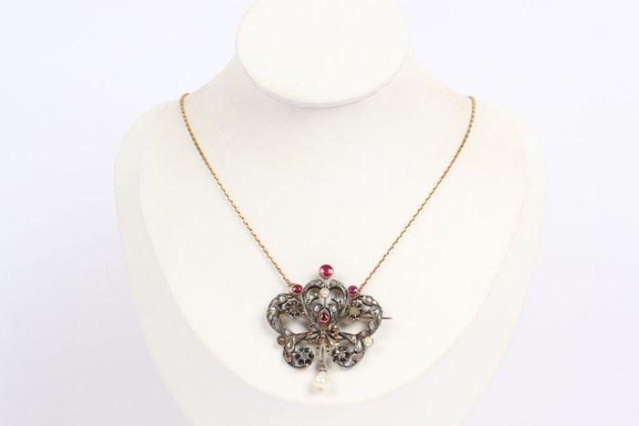 Halsketting - 14 karaat Zilver, Geel goud, Sieraden, Tassen en Uiterlijk, Kettingen