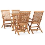 vidaXL 5-delige Tuinset inklapbaar massief teakhout, Tuin en Terras, 4 zitplaatsen, Verzenden, Teakhout, Nieuw