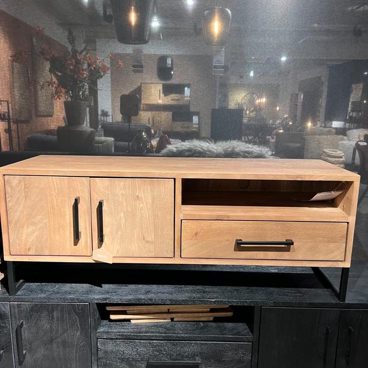 Piastra Tv-meubel Mangohout Warm Naturel - Pronto Wonen, Huis en Inrichting, Kasten | Televisiemeubels, Nieuw, 100 tot 150 cm