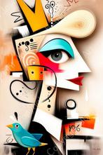 John Joseb Art glasschilderij De koningin herman brood stijl, Minder dan 50 cm, Verzenden, Nieuw, Schilderij