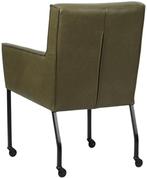 Olijfgroene leren moderne eetkamerstoel - Granada leer Moss, Huis en Inrichting, Stoelen, Overige kleuren, Nieuw, Leer, Ophalen of Verzenden