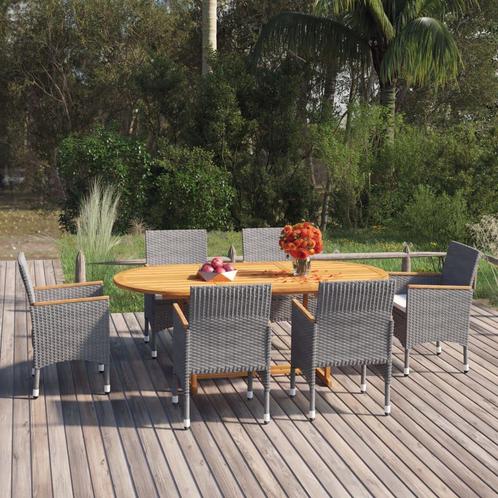 vidaXL 7-delige Tuinset poly rattan grijs, Tuin en Terras, Tuinsets en Loungesets, Tuinset, Nieuw, 6 zitplaatsen, Rotan, Verzenden