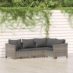 vidaXL 4-delige Loungeset met kussens poly rattan grijs, Tuin en Terras, Tuinsets en Loungesets, Verzenden, Nieuw, Rotan, Loungeset