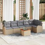 vidaXL Tuin Sofa Set 7 pcs Beige, lichtgrijs Groot Riet en, Verzenden, Nieuw, Rotan