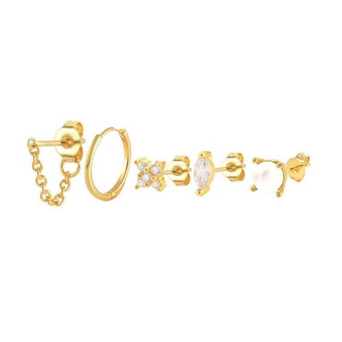 925 zilveren gold plated oorbellen set, Sieraden, Tassen en Uiterlijk, Oorbellen, Nieuw, Verzenden