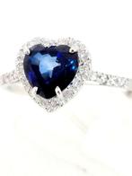 Ring - 18 karaat Witgoud Saffier - Diamant, Nieuw