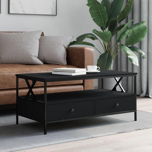 vidaXL Salontafel 100x51x45 cm bewerkt hout zwart, Huis en Inrichting, Tafels | Salontafels, 100 tot 150 cm, Nieuw, Overige houtsoorten