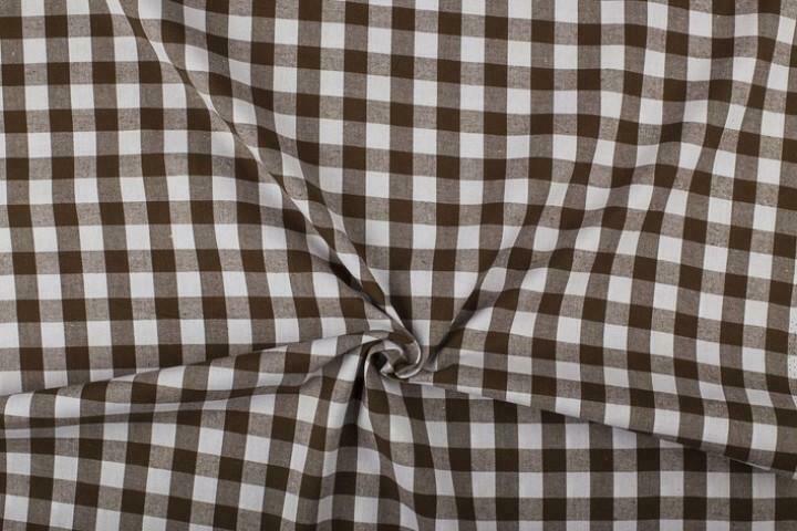 Ruitjesstof bruin wit geruit - 18mm geruit, Hobby en Vrije tijd, Stoffen en Lappen, 120 cm of meer, 200 cm of meer, Bruin, Nieuw