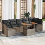 vidaXL Tuin Sofa Set met opslag 8 pcs Grijs Poly riet, Verzenden, Nieuw, Rotan