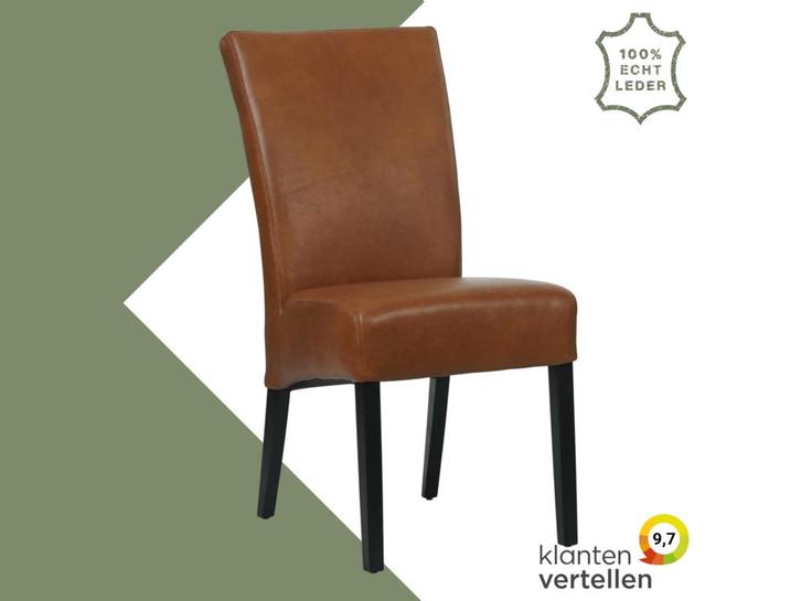 Leren eetkamerstoel Just - Granada Savannah (cognac) -, Huis en Inrichting, Stoelen, Eén, Bruin, Nieuw, Leer, Ophalen of Verzenden