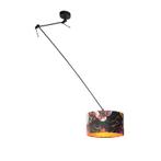 Hanglamp zwart met velours kap bloemen met goud 35 cm -, Huis en Inrichting, Lampen | Hanglampen, Nieuw, Overige materialen, Klassiek / Antiek