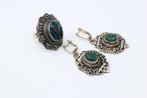 Zilver, Turkoois / chrysocolla - 3-delige sieradenset -