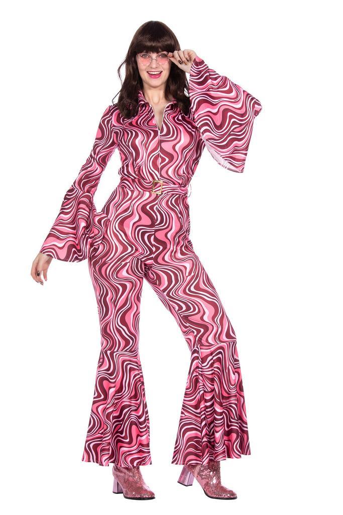 70s Catsuit Disco Diva Roze, Kleding | Dames, Carnavalskleding en Feestkleding, Nieuw, Ophalen of Verzenden