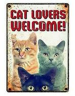 Waakbord blik Cat Lovers Welcome 21X15 CM, Ophalen of Verzenden, Nieuw