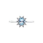 Witgouden entourage ring met diamant en topaas 14 karaat*, Sieraden, Tassen en Uiterlijk, Ringen, Verzenden, Zo goed als nieuw