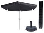 Parasol Gemini Zwart Ø300cm+Parasolvoet 25kg+Parasolhoes, Tuin en Terras, Ophalen of Verzenden, Nieuw