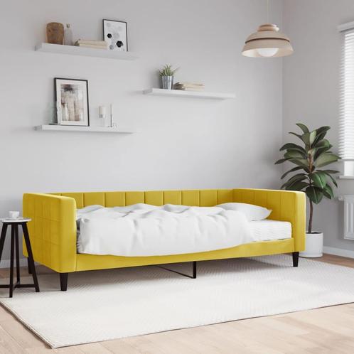 vidaXL Slaapbank met matras 90x200 cm fluweel geel, Huis en Inrichting, Slaapkamer | Bedden, 90 cm, 200 cm, Eenpersoons, Nieuw