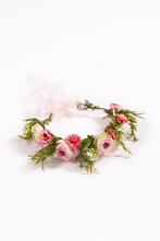Luxe Pioenrozen Bloemenkrans Roze Bloemen Haarband Rozenkran, Ophalen of Verzenden, Nieuw, Carnaval, Accessoires